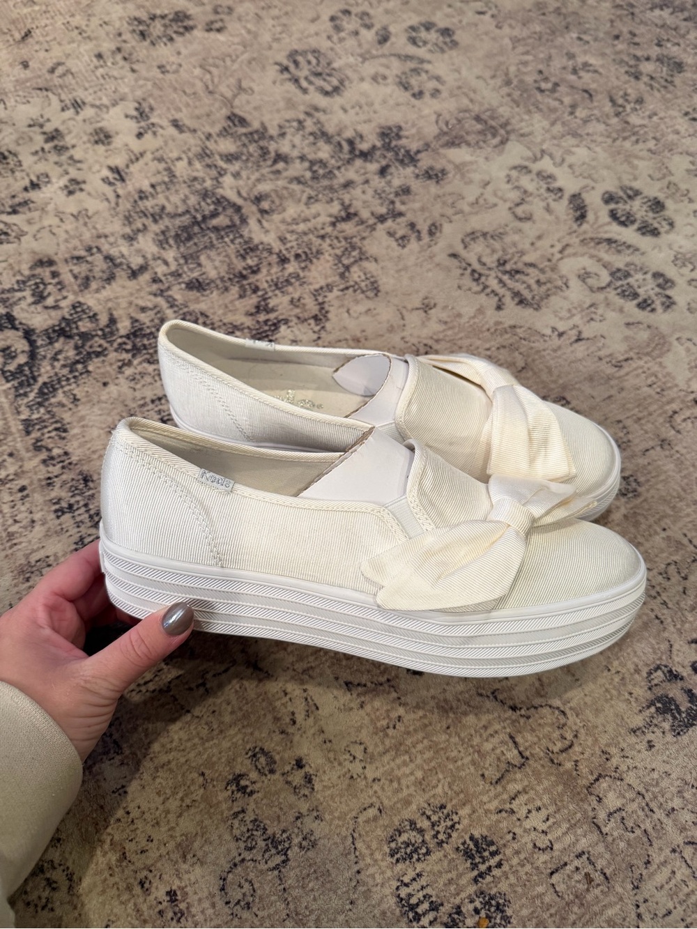 Women’s New Keds Triple Decker Bow Slip-On Sneakers in White